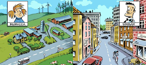 Illustrationer ur boken Urban och Ruralia